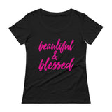 Beautiful & Blessed - Ladies' Scoopneck T-Shirt (Pink)